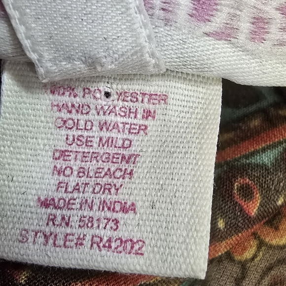 Chaudry | Renaissance Red Floral Boho Maxi Dress | Tiered Flutter Sleeve L - Picture 7 of 8